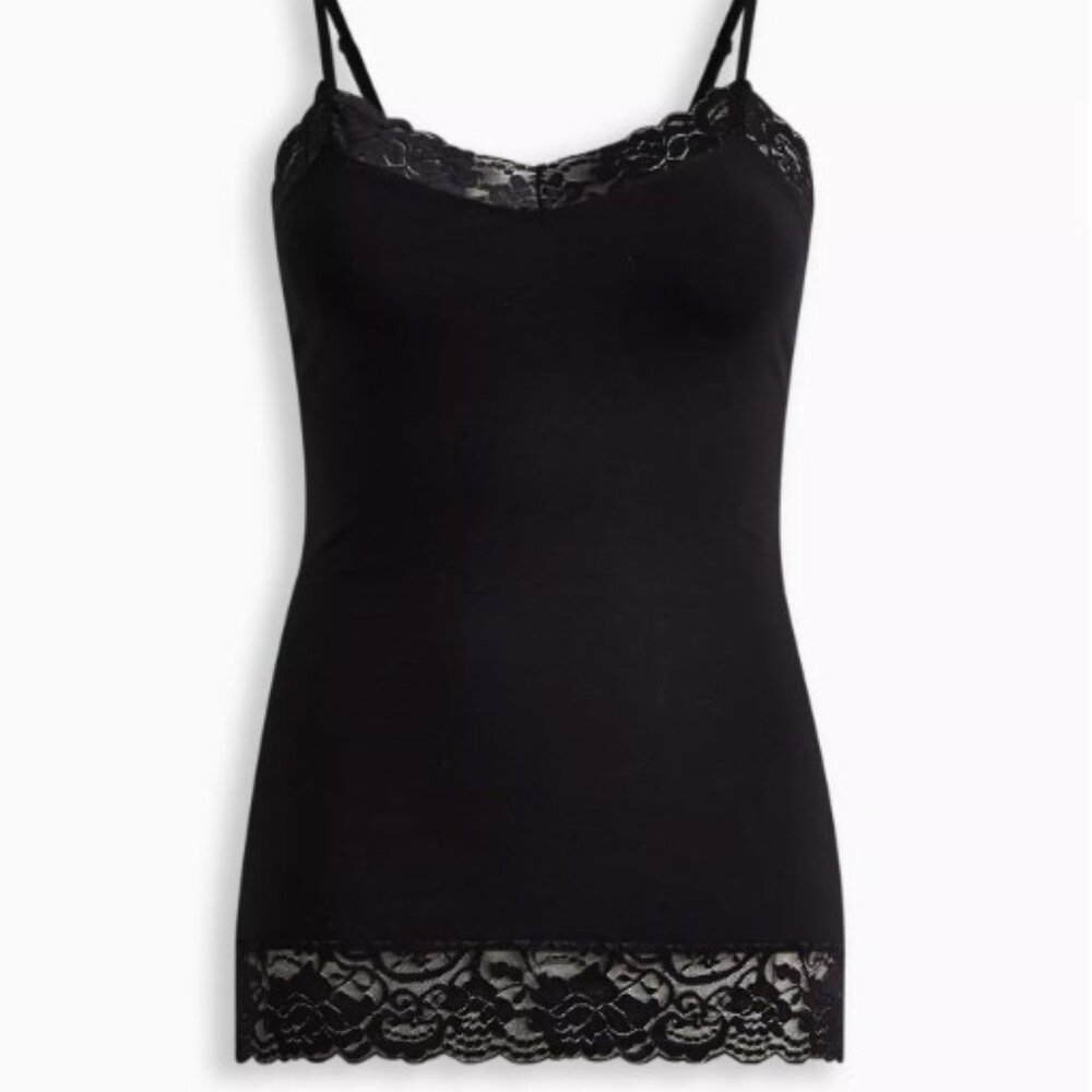 NWT Torrid Foxy Lace Trim V-Neck Cami - Black - Size - Picture 3 of 9